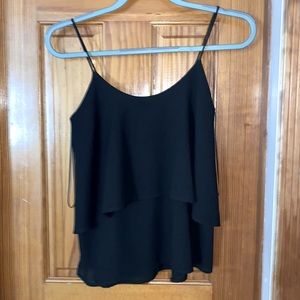 Paper Crane | Coral Tiered Ruffle Spaghetti Strap Top S